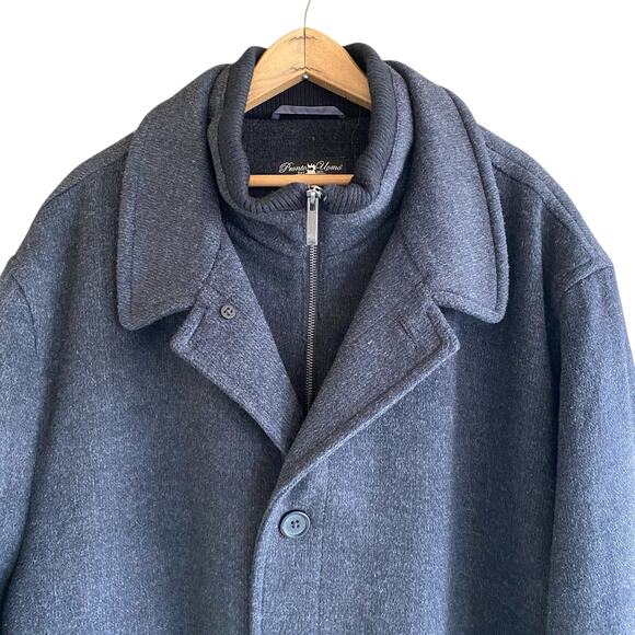 Men's 4X Wool Coat Gray PRONTO UOMO P-Coat Single-Breasted Classic Preppy Warm - Picture 4 of 16